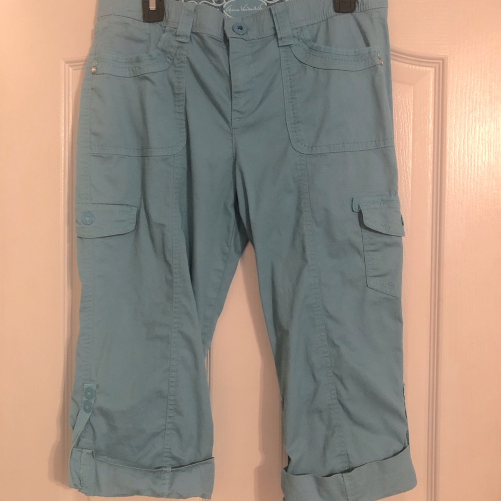 Gloria Vanderbilt teal blue lightweight capri pants size 8